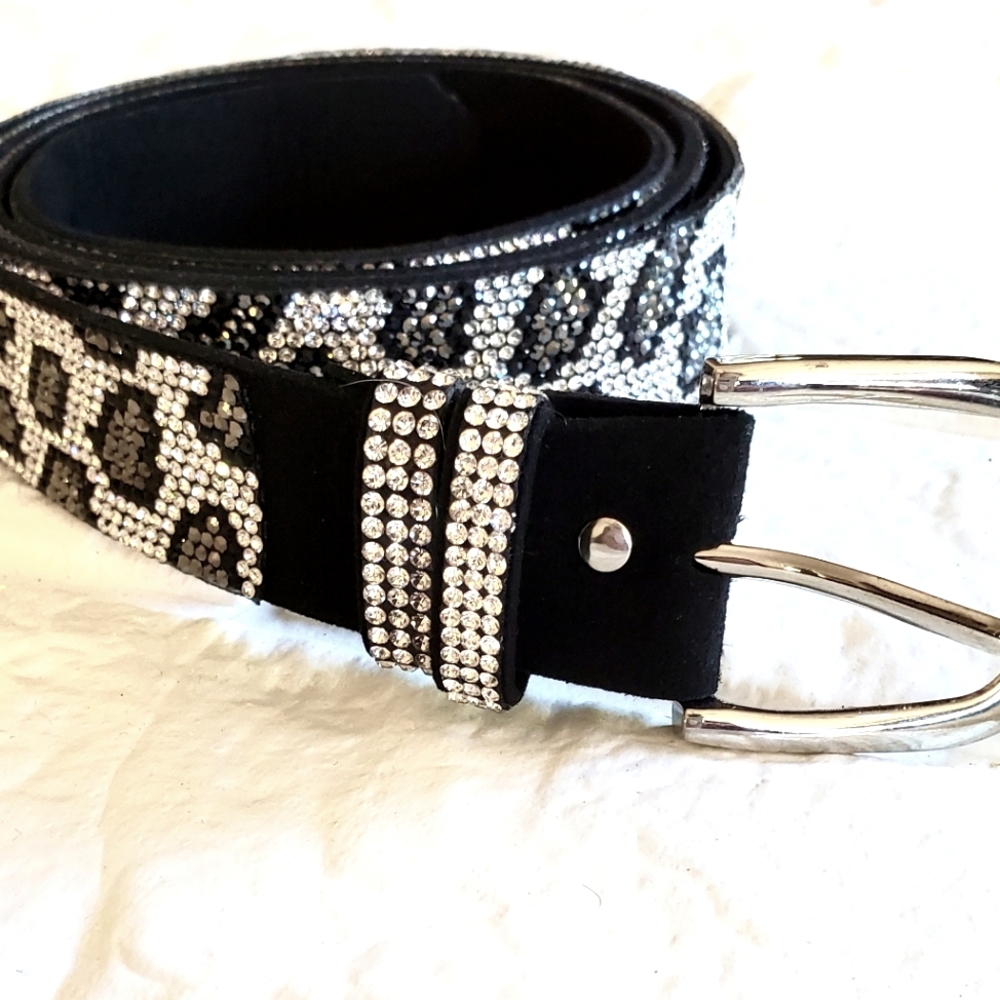 Unbranded silver, gray and black rhinestone belt